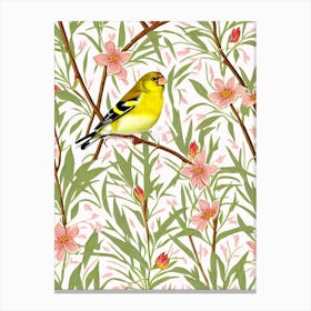 American Goldfinch William Morris Style Bird Canvas Print