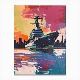 The Intrepid Sea New York Colourful Silkscreen Illustration 2 Canvas Print