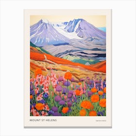 Mount St Helens United States 3 Colourful Mountain Illustration Poster Canvas Print