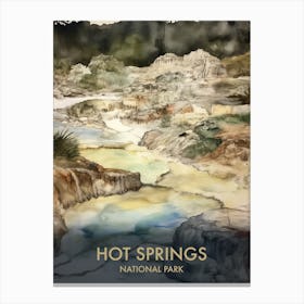 Hot Springs National Park Watercolour Vintage Travel Poster 2 Canvas Print
