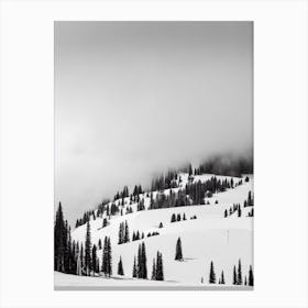Flaine, France Black And White Skiing Poster Canvas Print