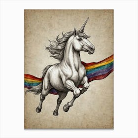 Unicorn With Rainbow Flag Canvas Print