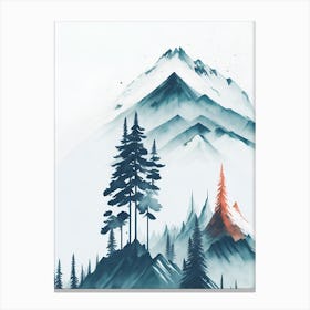 Mountain And Forest In Minimalist Watercolor Vertical Composition 263 Canvas Print