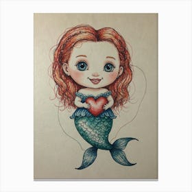 Mermaid Drawing Canvas Print