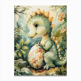 Baby Dinosaur Hatching From An Egg Storybook Style 2 Canvas Print
