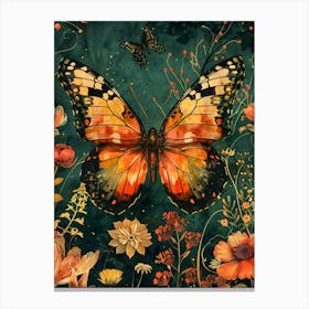 Butterfly In The Garden Inspired By William Morris 5 Canvas Print