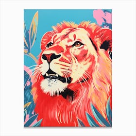Lion Pop Art Colour Burst 4 Canvas Print