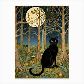 William Morris Black Cat In The Woods 3 Canvas Print