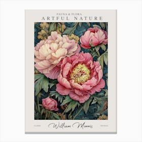 William Morris Pink Big Peonies Exhibition Canvas Print