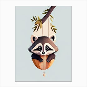 Raccoon Hanging From Tree Canvas Print