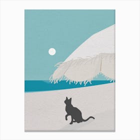 Minimal Art Cat On The Beach Canvas Print