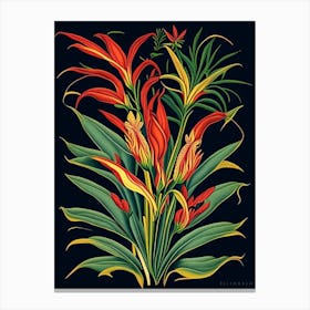 Heliconia 3 Floral Botanical Vintage Poster Flower Canvas Print