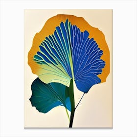 Ginkgo Leaf Colourful Abstract Linocut Canvas Print