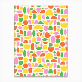 Colorful Happy Collage Abstract Retro Shapes Canvas Print