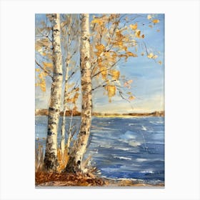 Birch Trees By The Lake 2 Canvas Print