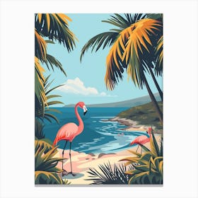 Greater Flamingo Greece Tropical Illustration 2 Canvas Print