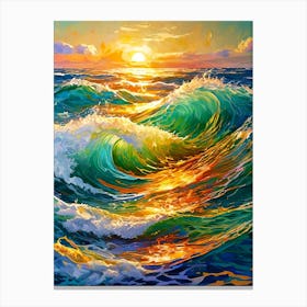 Ocean Waves At Sunset 1 Canvas Print