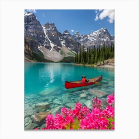 Canoe Lake In Banff National Park Canvas Print