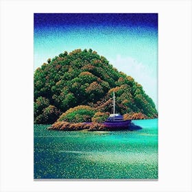 Pulau Lang Tengah Malaysia Pointillism Style Tropical Destination Canvas Print