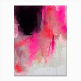 PINK CASCADE - Abstract Modern Contemporary  Painting Hot Pink, Black, Red, White  Canvas Print