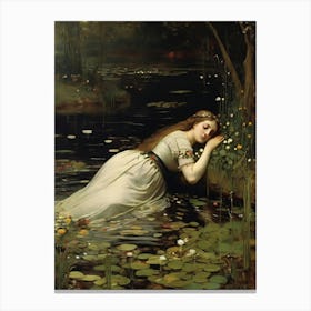 Girl In A Pond art print Canvas Print