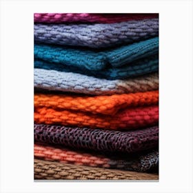Colorful Knitted Blankets Canvas Print