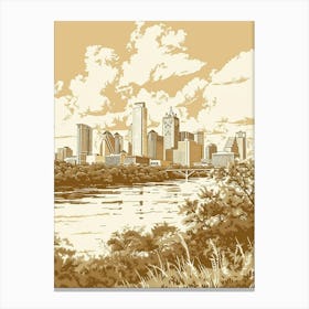 Duotone Illustration Skyline Austin Texas 1 Canvas Print