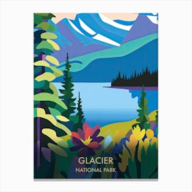 Glacier National Park Travel Poster Matisse Style 3 Canvas Print