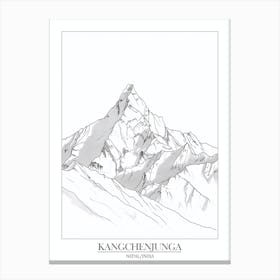 Kangchenjunga Nepal India Line Drawing 2 Poster Canvas Print
