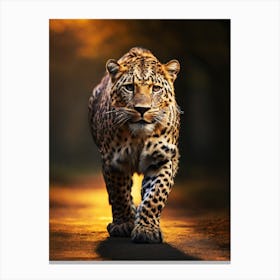 Leopard Walking At Sunset Canvas Print