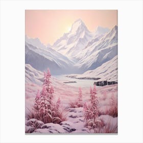 Dreamy Winter Painting Aoraki Mount Cook National Park New Zealand 2 Canvas Print
