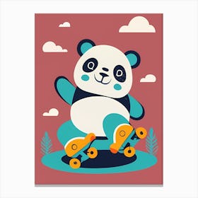 Panda Bear Rollerskating Canvas Print