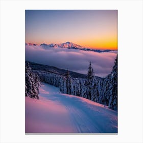 Naeba, Japan Sunrise Skiing Poster Canvas Print