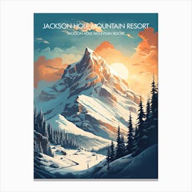 Poster Of Jackson Hole Mountain Resort   Wyoming, Usa, Ski Resort Illustration 0 Canvas Print