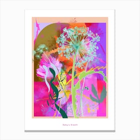 Baby S Breath 2 Neon Flower Collage Poster Canvas Print