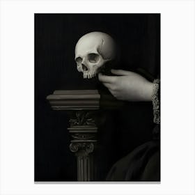 Woman Holding A Skull Canvas Print