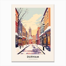 Vintage Winter Travel Poster Durham United Kingdom 2 Canvas Print