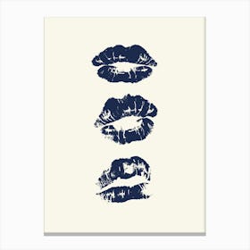 Kiss Lips Navy Blue Canvas Print