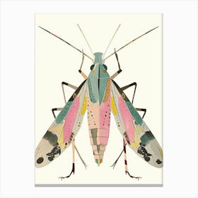 Colourful Insect Illustration Katydid 6 Canvas Print