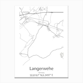 Langerwehe,Germany Minimalist Map Toile