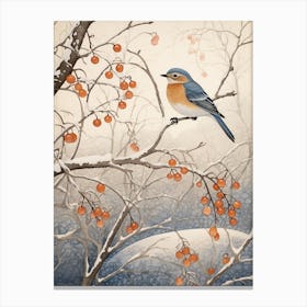 Winter Bird Painting Eastern Bluebird 3 Canvas Print
