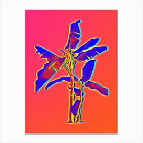 Neon Scarlet Banana Botanical in Hot Pink and Electric Blue n.0286 Canvas Print