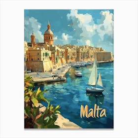 A Modern Art Poster Of Malta 4 Canvas Print