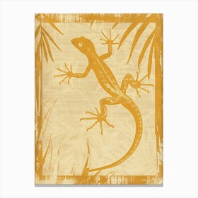 Dark Yellow Day Gecko Block Print 2 Canvas Print