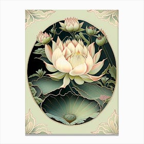 Lotus Floral 3 Botanical Vintage Poster Flower Canvas Print