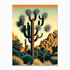 Joshua Tree Pattern Retro Illustration (10) Canvas Print