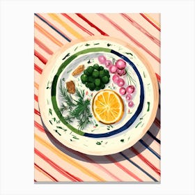 A Plate Of Eggplant, Top View Food Illustration 4 Canvas Print