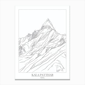 Kala Patthar Nepal Line Drawing 5 Poster Canvas Print
