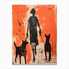 Dog, Woodblock Animal  Drawing 1 Canvas Print