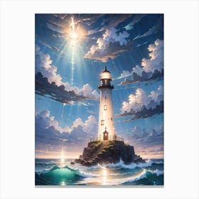 A Lighthouse In The Middle Of The Ocean 42 Canvas Print